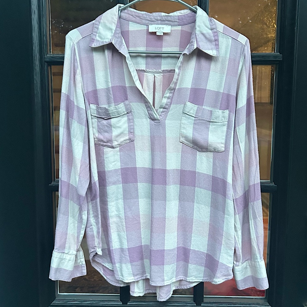 LOFT plaid blouse